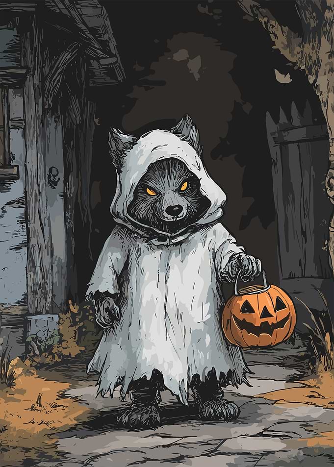 Wolf in Ghost Costume