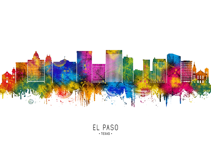 El Paso Skyline Watercolor