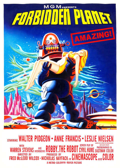 Forbidden Planet Movie Poster — vintage film art printed on metal