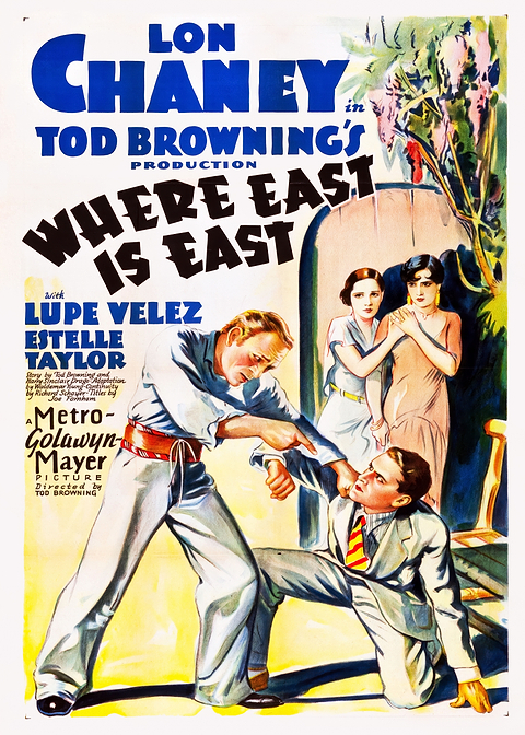 Lon Chaney Where East Is East Movie Poster — vintage film art printed on metal