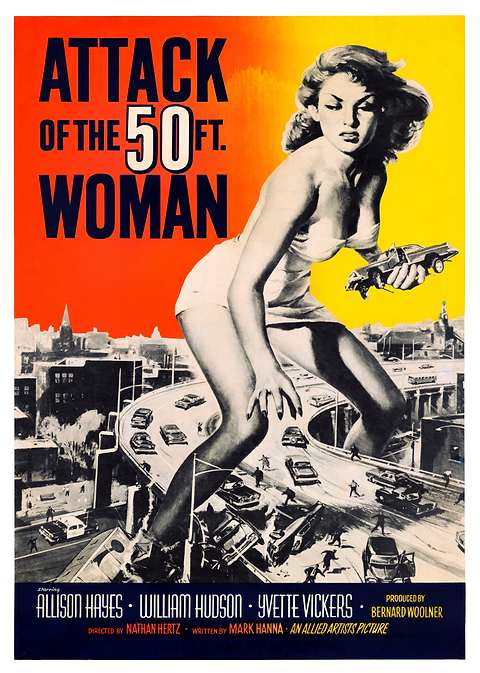 Attack of the 50ft Woman Poster — vintage film art printed on metal