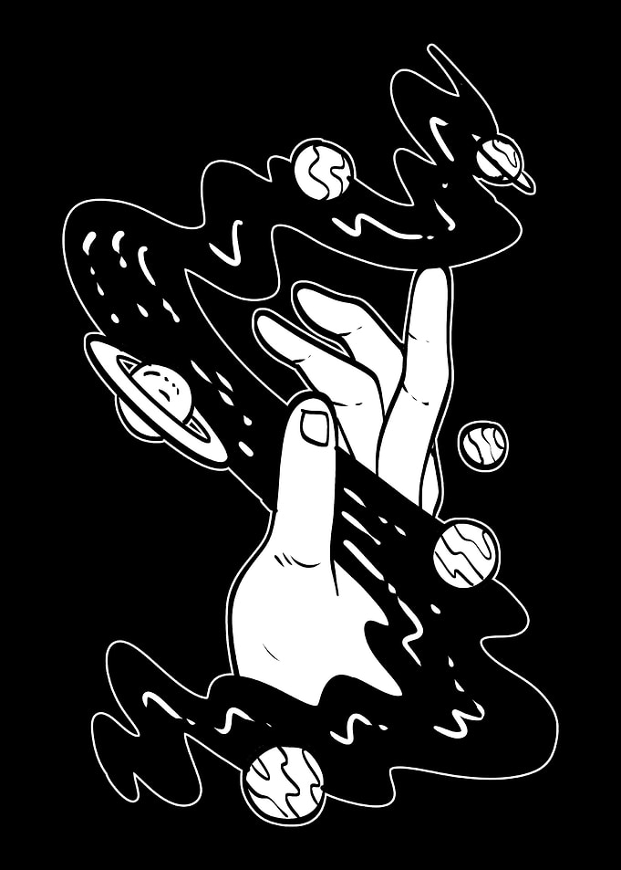 Hand and Planets Spaceman