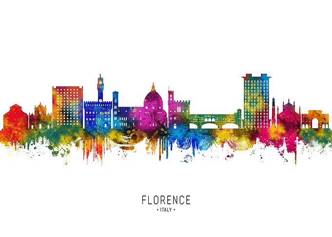 Florence Skyline Watercolor