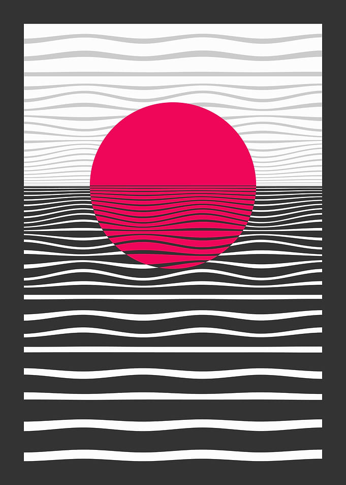 Red Sunset Waves