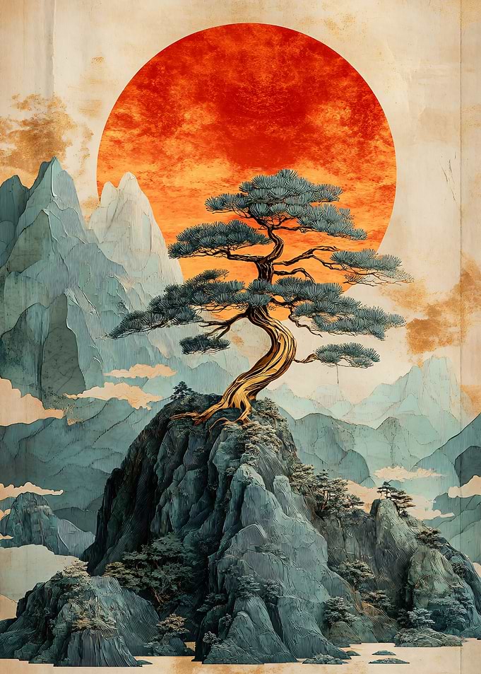 Mountain Tree Kintsugi Art