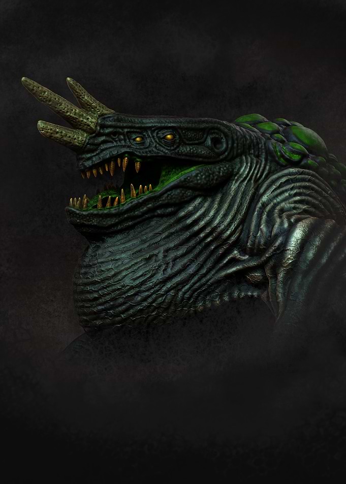Green Monster with Horns