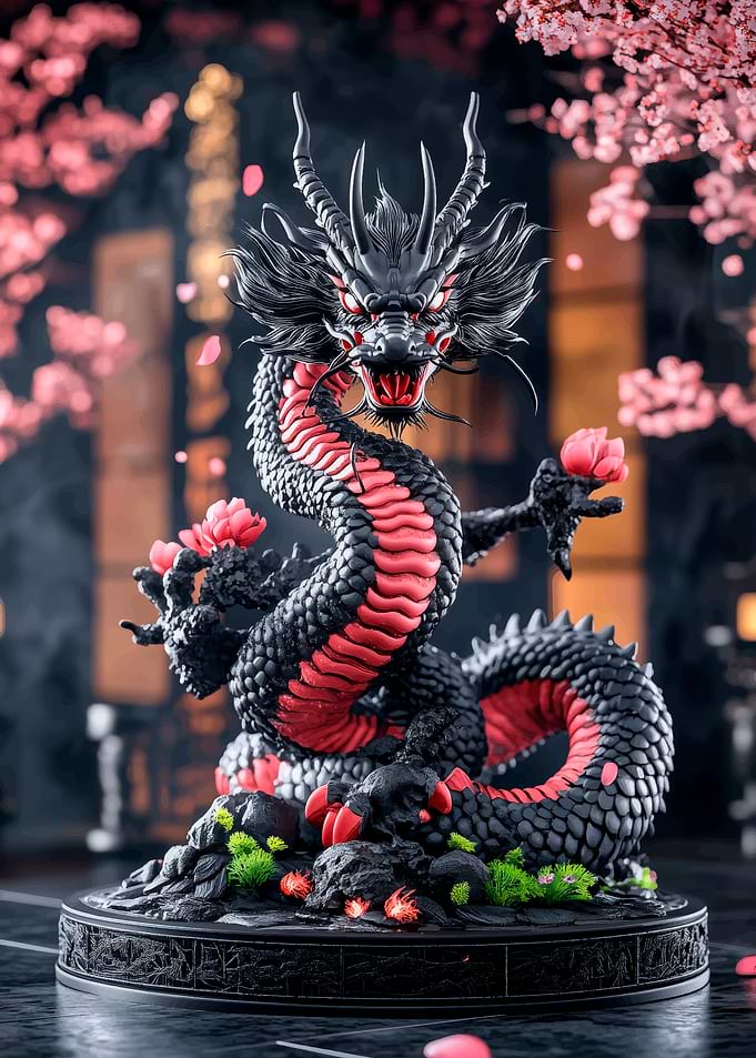Black Dragon Statue