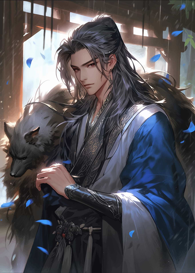 Anime Male Character with Wolf