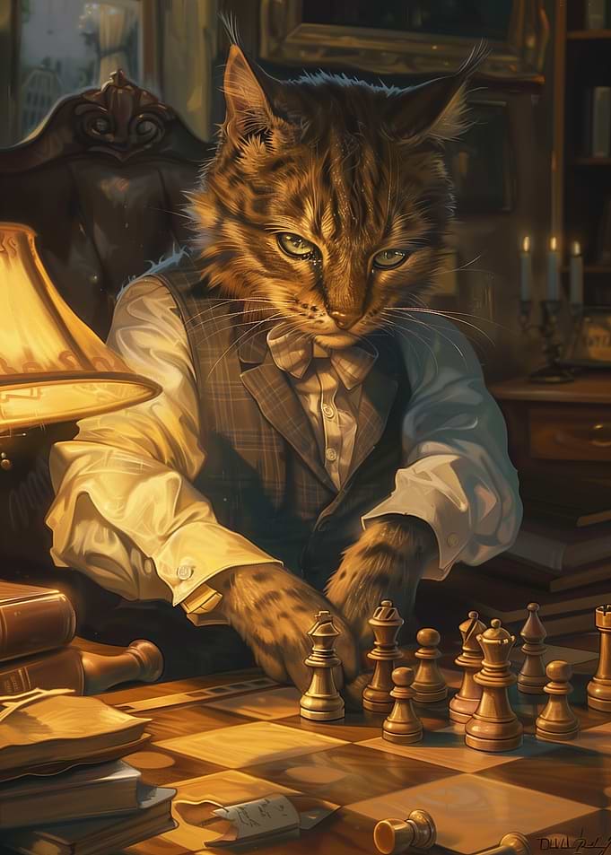 Funny Cat Playing Chess