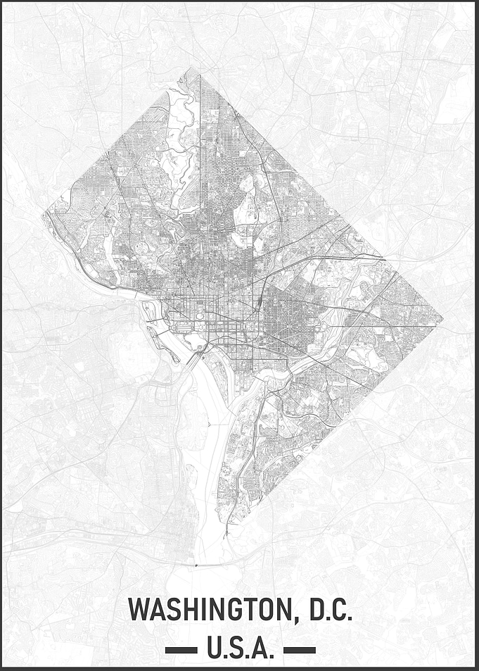 Washington D.C. Map - Minimalist - Portrait