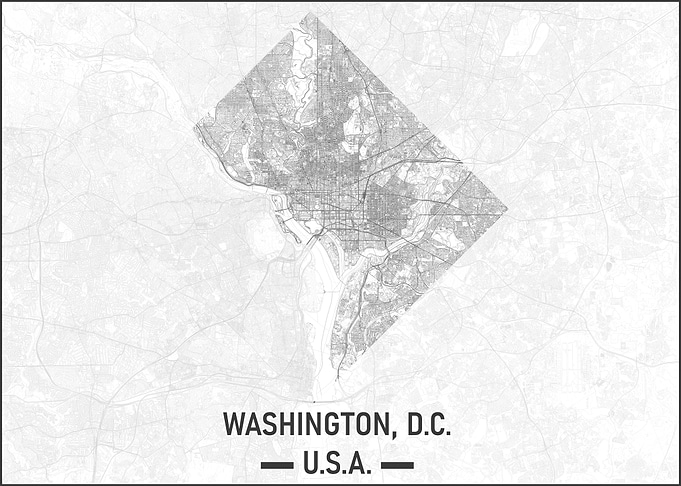 Washington D.C. Map - Minimalist - Landscape
