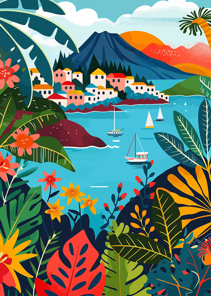 Aeolian Island Italy Illustration