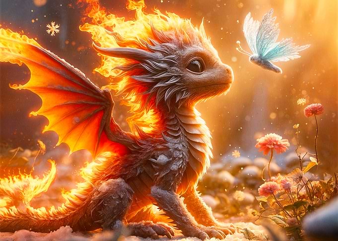 Fire Dragon and Butterfly