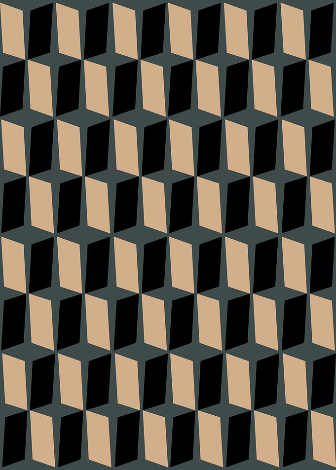 Modern Geometric Cube Pattern in Black and Beige