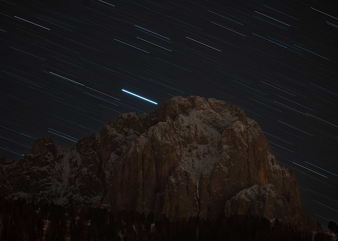 Star Trails Over Mountain