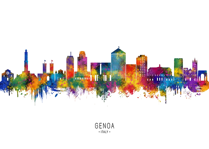 Genoa Skyline Watercolor