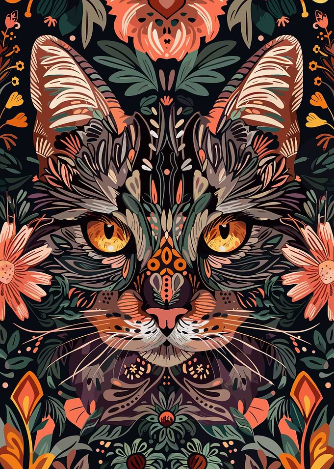 Cat in Flowers