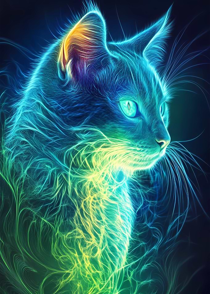 Neon Cat Portrait