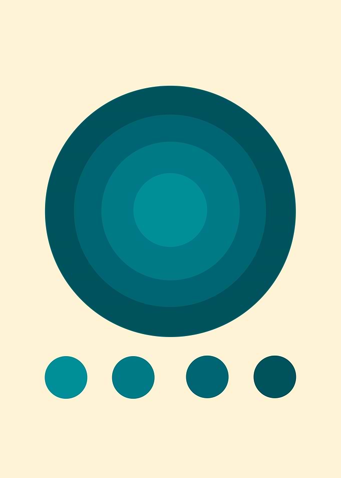 Teal Circle Abstract Art