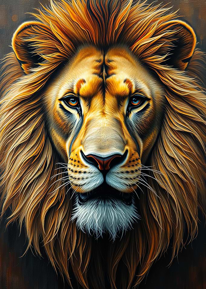 Majestic Lion Oil Portrait