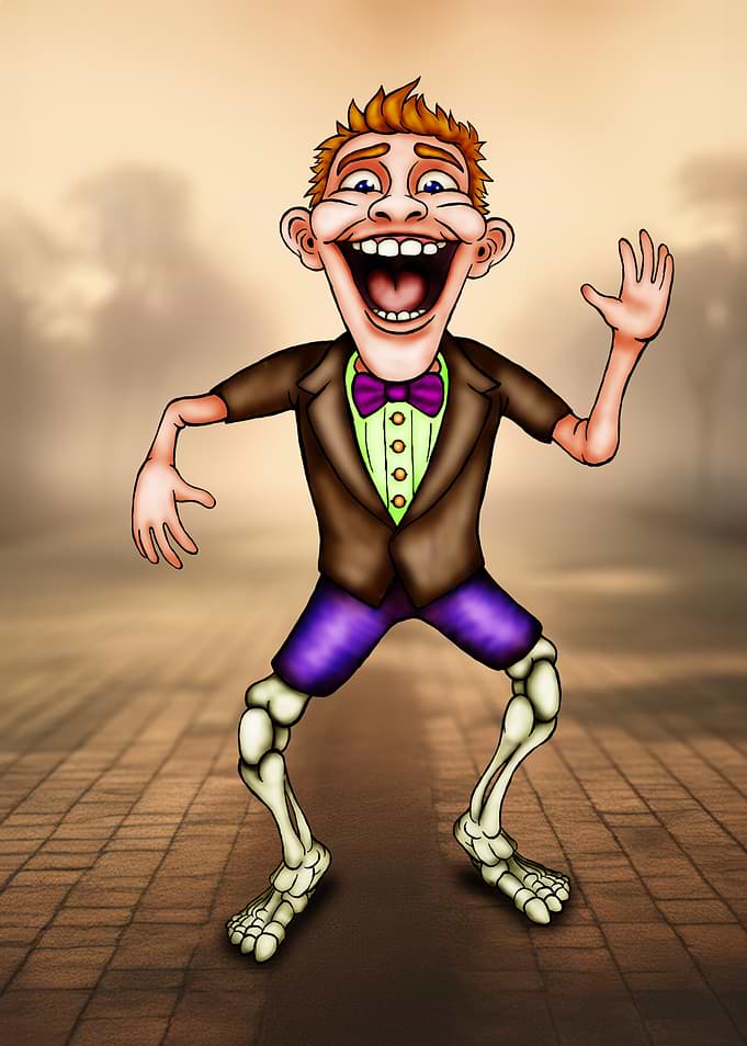 Skeleton Legs Man in Suit
