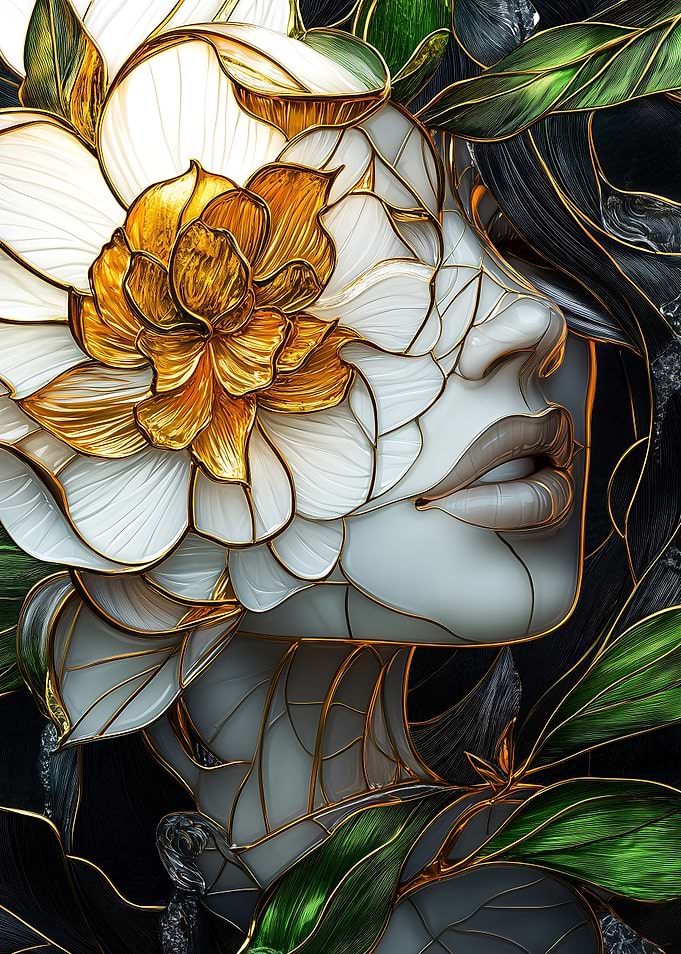 Flower Woman Stained Glass