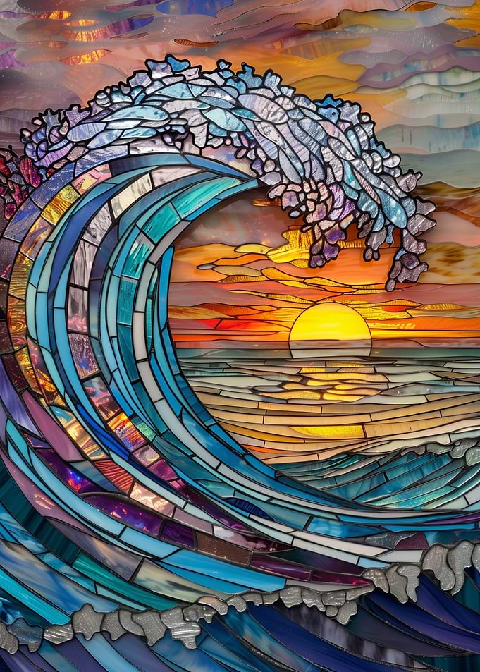 Ocean Wave Sea Stained