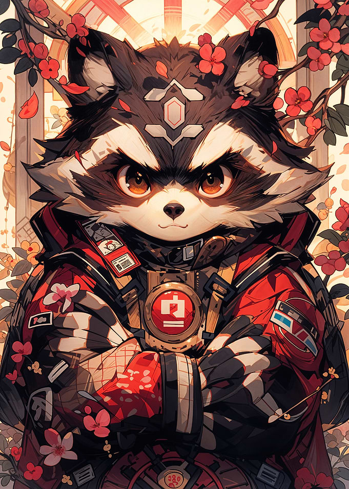 Raccoon in Red Jacket