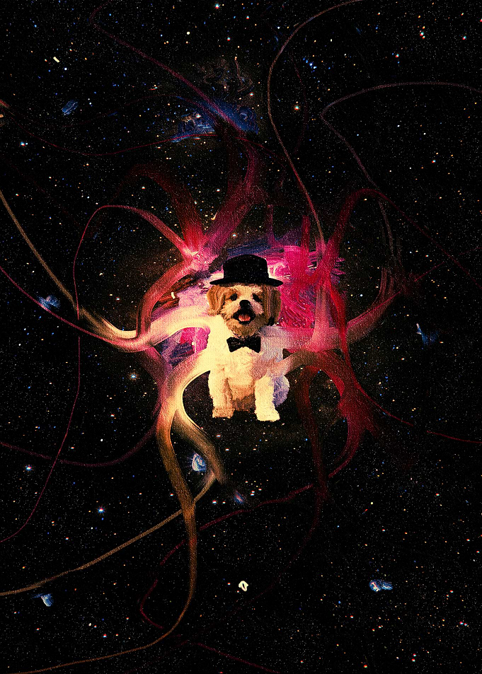 Mr Lucky in Space Painting
