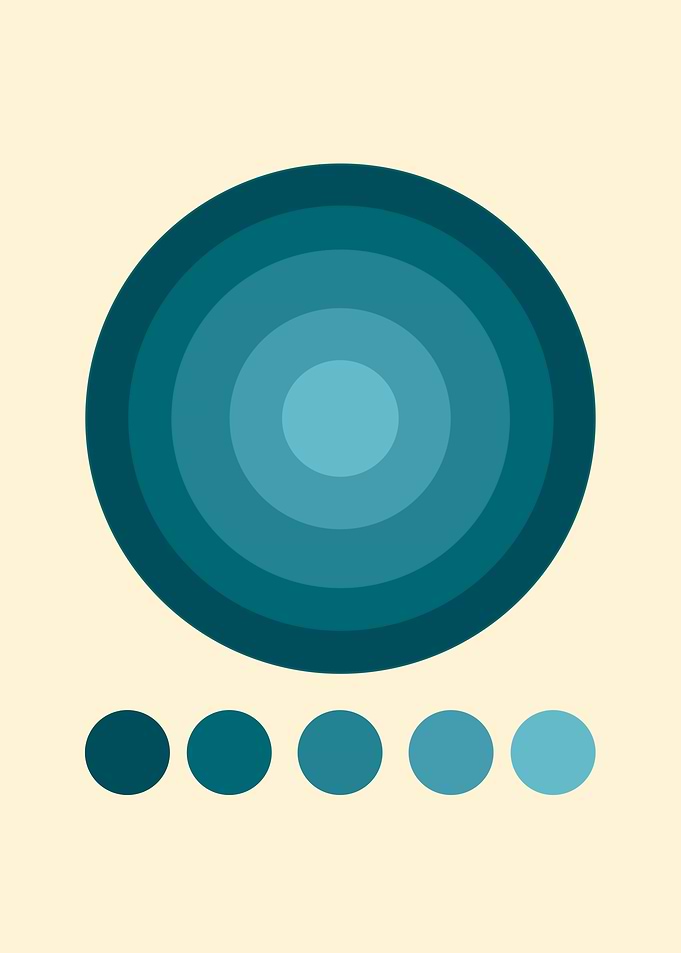 Teal Circle Abstract Art
