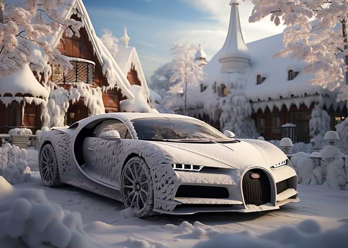 Bugatti in the snow Winter