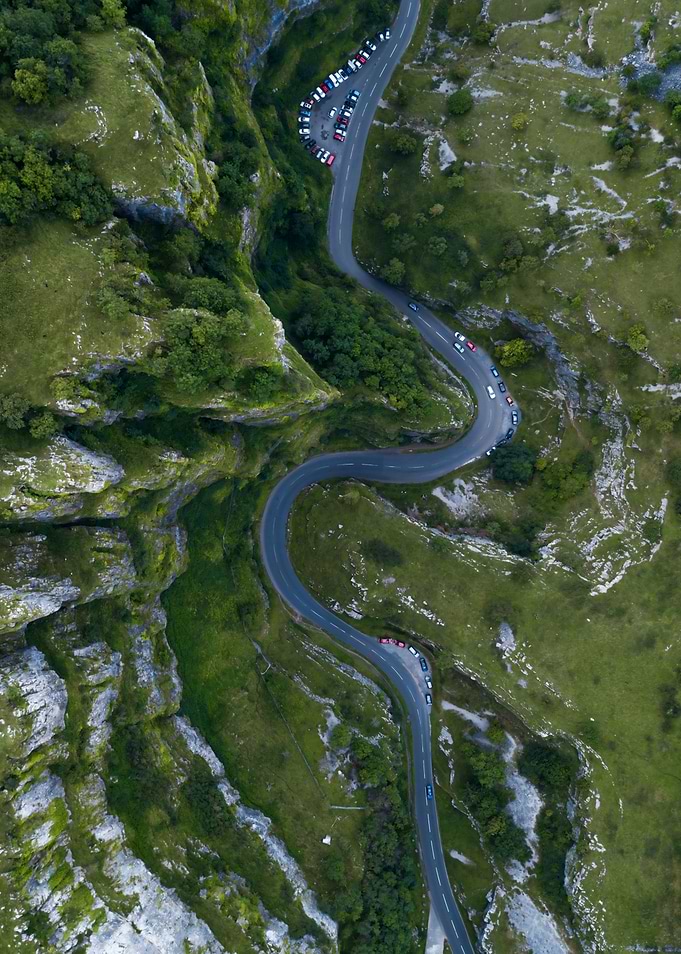 Winding Road Through Cliffs