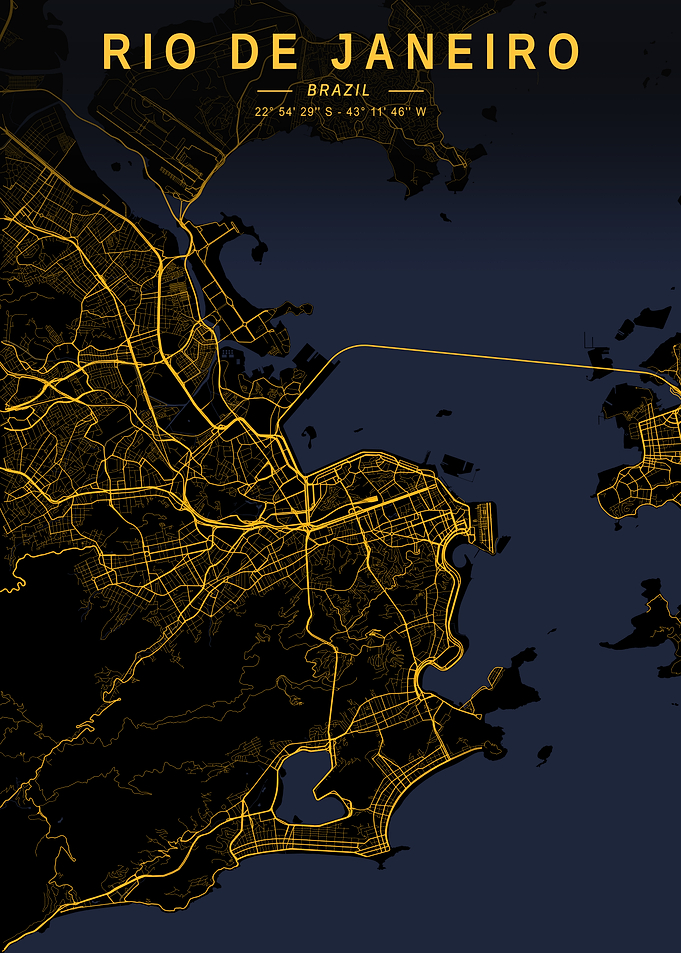 Rio de Janeiro Golden City Map