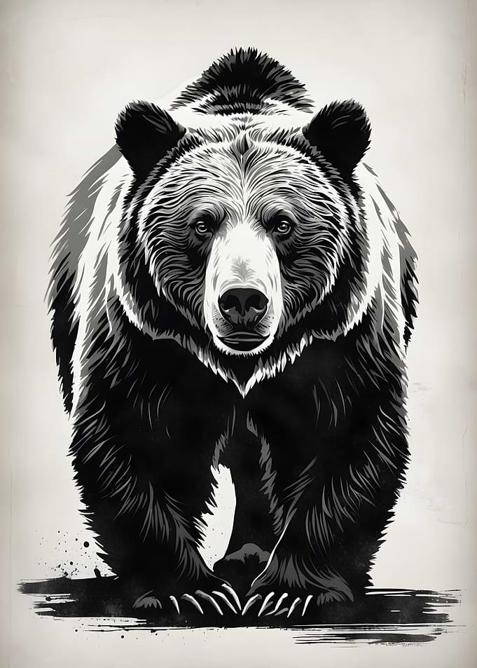 Vintage Grizzly Bear Illustration