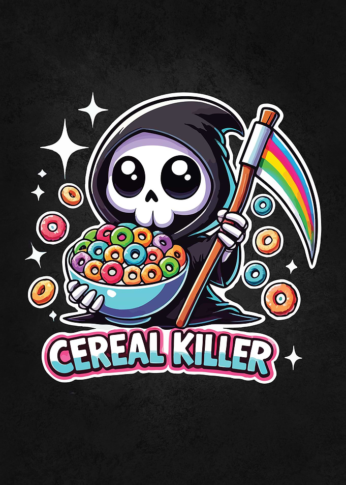 Cereal Killer Cute Grim Reaper, Funny Halloween