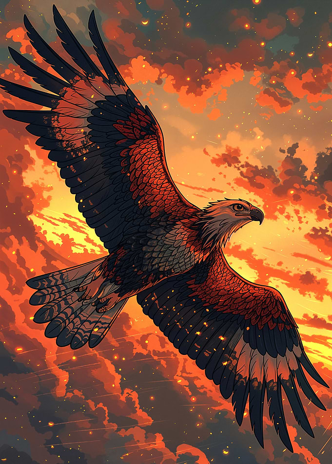 Eagle Soaring Sunset