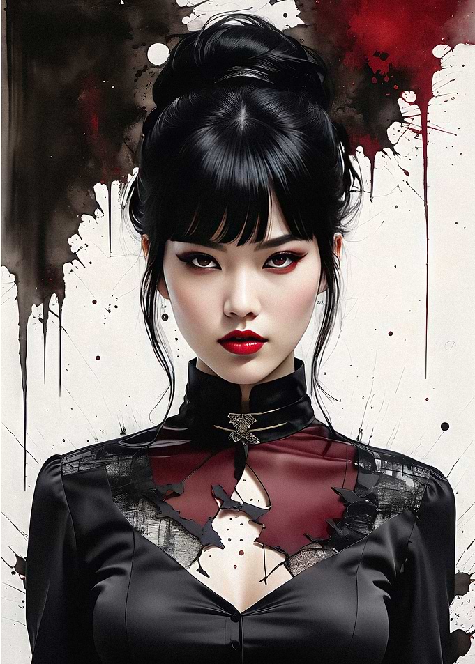 Elegant Woman in Black and Red