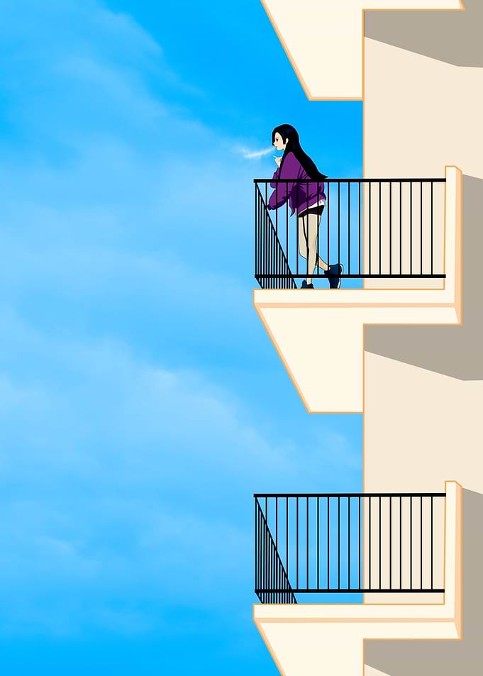 Anime Girl on Balcony