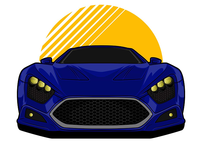 Blue Sports Car Illustration