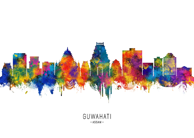 Guwahati Skyline Watercolor