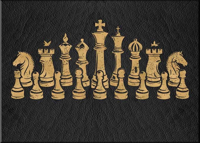 Gold Chess Pieces on Black