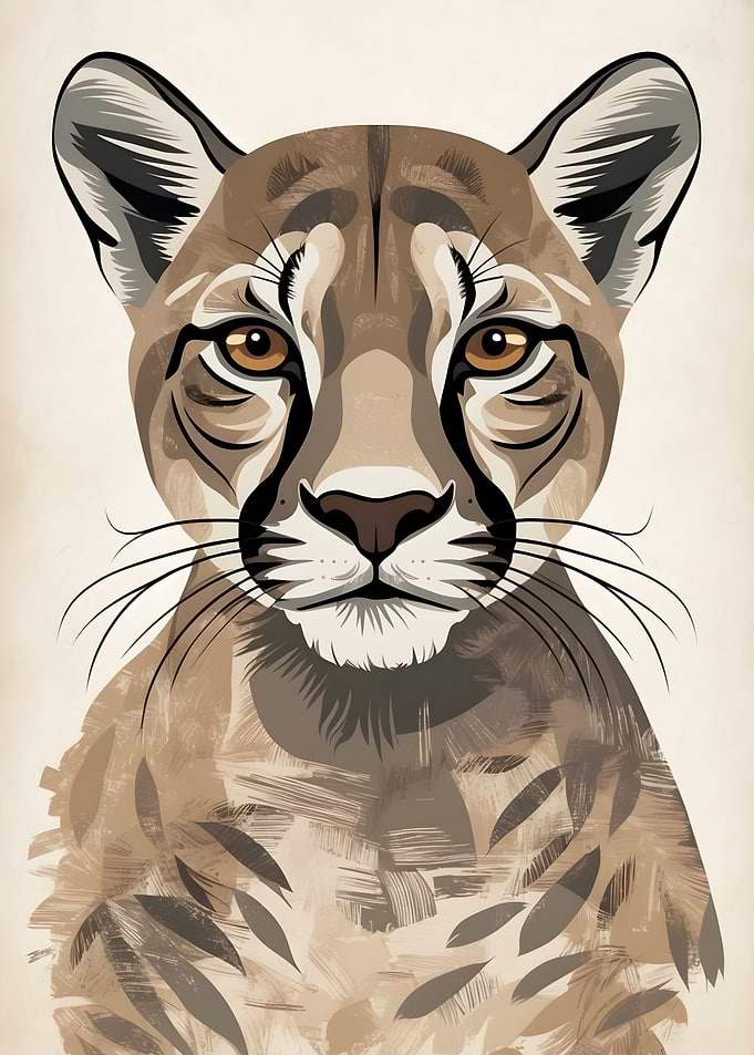 Vintage Abstract Cougar Portrait