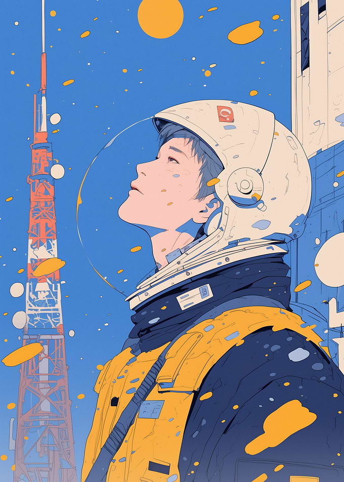 Astronaut Gazing Up