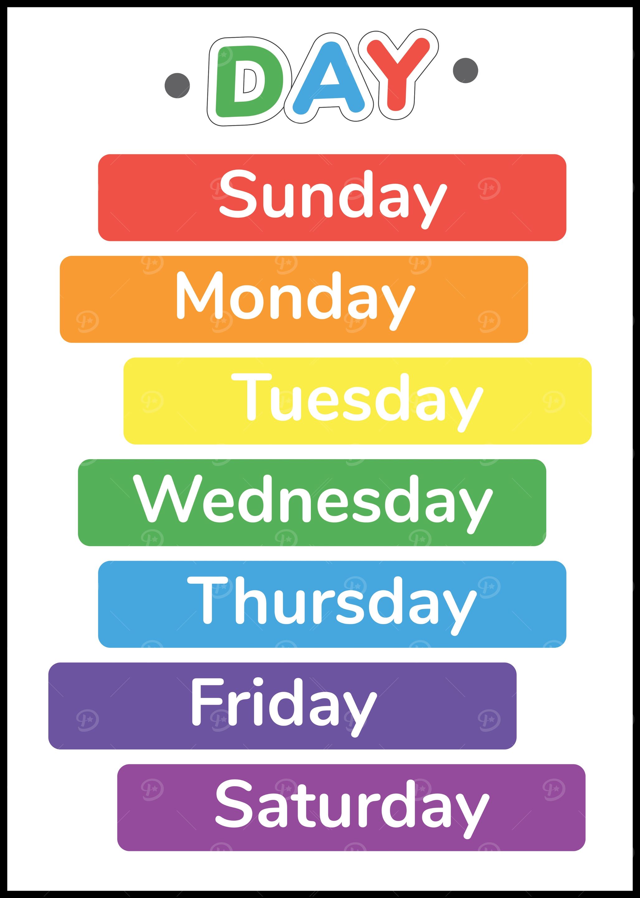 Days of the Week Chart