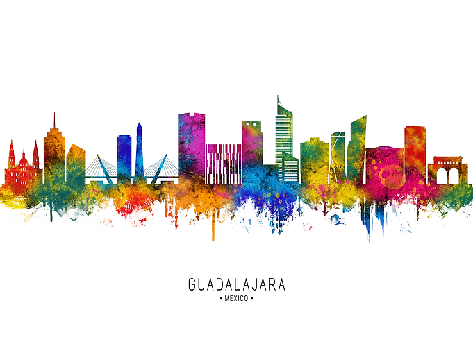 Guadalajara Skyline Watercolor