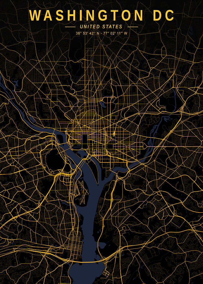 Washington DC Golden City Map