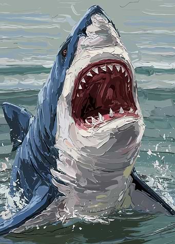 White Shark Attack Paintin