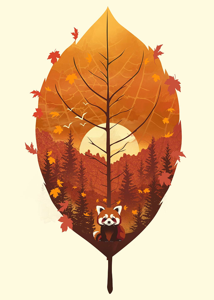 Red Panda Autumn Leaf