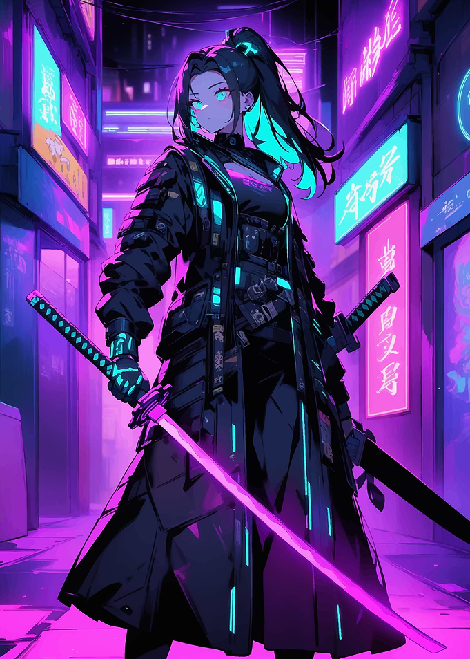 Cyberpunk Neon Samurai