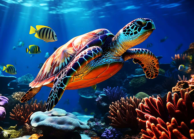 Sea Turtle Underwater